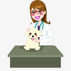 卡通宠物医生和狗狗素材
