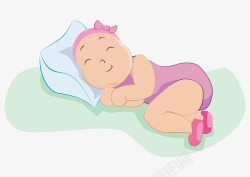 可爱插图睡着胖嘟嘟的小女孩素材