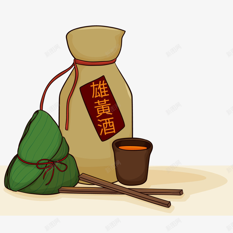 粽子雄黄酒png免抠素材_88icon https://88icon.com PNG图 PNG图下载 创意卡通 卡通插图 插图 端午插图 粽子 雄黄酒 黄酒包装