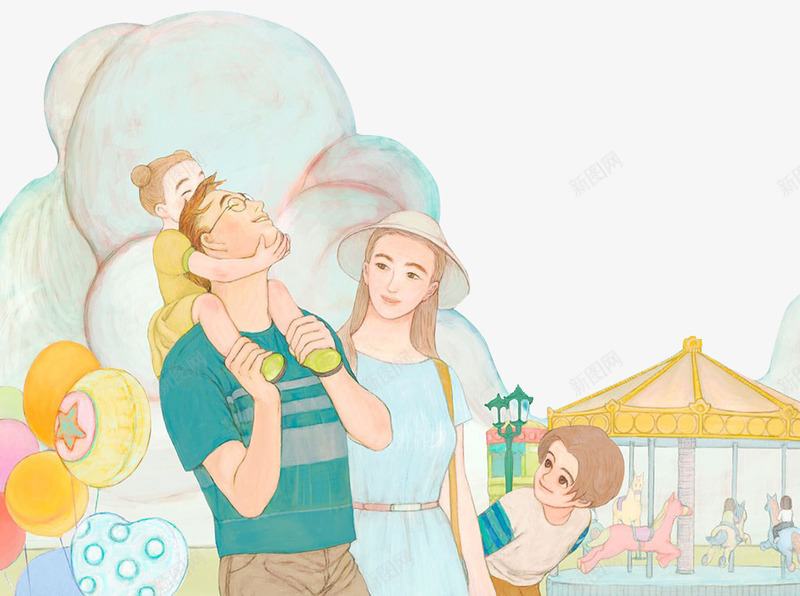 孩子和父母玩耍png免抠素材_88icon https://88icon.com 卡通 孩子 父母 玩耍