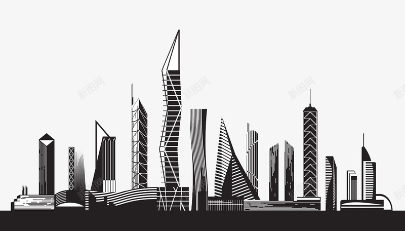 现代风格城市建筑png免抠素材_88icon https://88icon.com 城市建筑物 建筑 手绘建筑