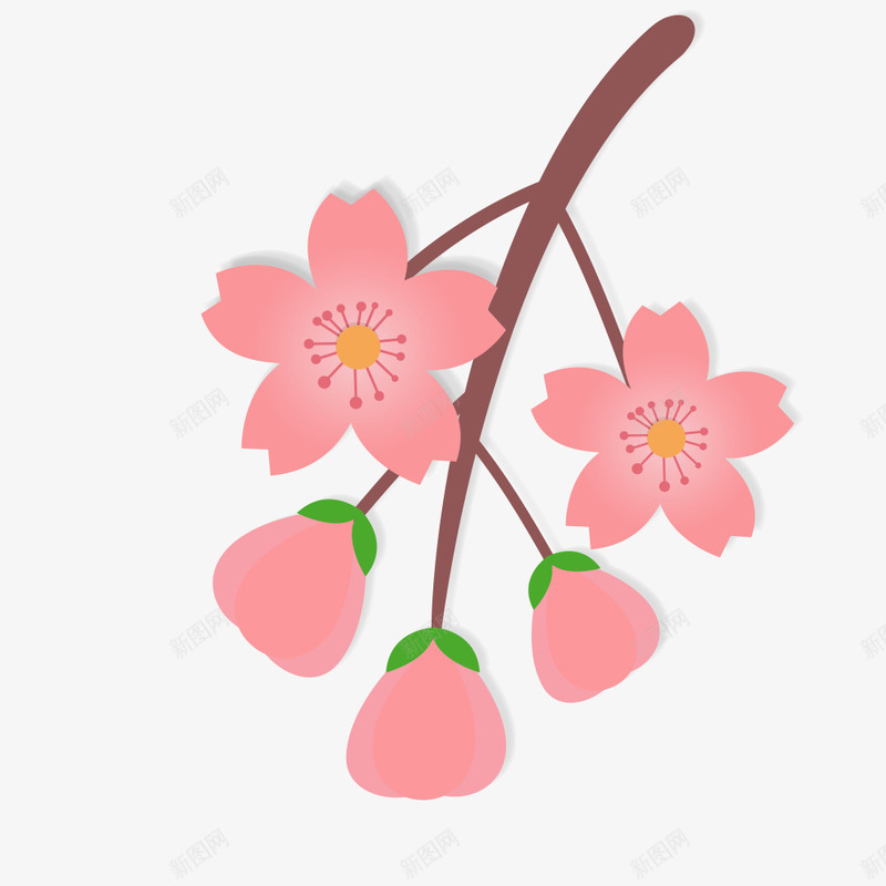 手绘桃花png免抠素材_88icon https://88icon.com 桃花 花枝 花草