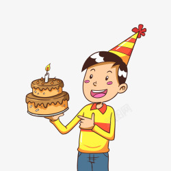 吹蛋糕过生日的小男孩矢量图高清图片