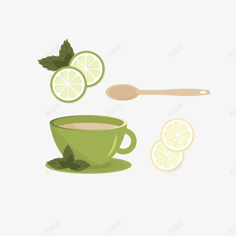 卡通英式红茶茶杯png免抠素材_88icon https://88icon.com 下午茶 卡通 柠檬 简约 红茶 英式 英式红茶 茶勺 茶杯 薄荷