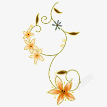 手绘黄色花朵花枝装饰素材