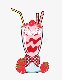 草莓冰淇淋杯素材