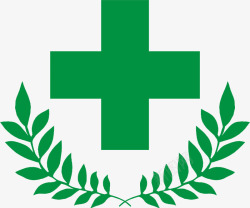 绿色十字医院标签素材