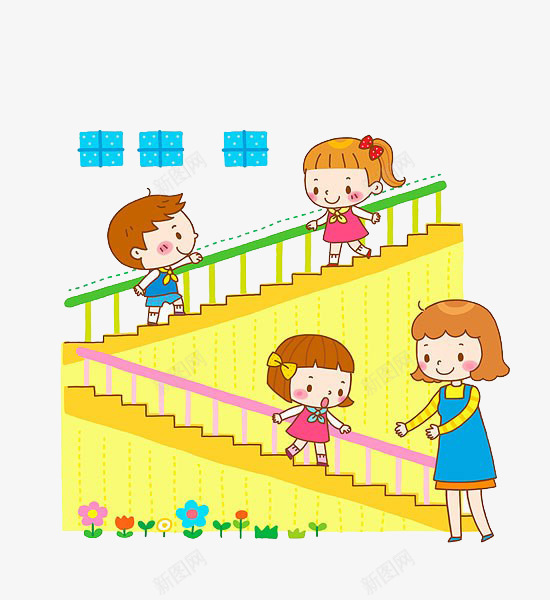 孩子爬楼梯png免抠素材_88icon https://88icon.com 卡通 孩子 爬楼梯 花朵