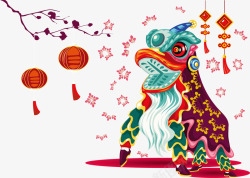 新年春节习俗舞狮子喜庆气氛蓄势待发素材