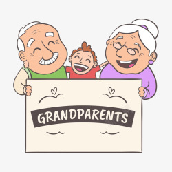 手绘祖父母节日插画素材