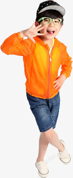 橙黄色夏日童装防晒服素材