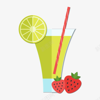 草莓音乐节绿色扁平化饮料元素矢量图图标图标