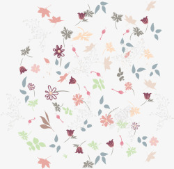 手绘可爱树叶花朵花纹矢量图素材