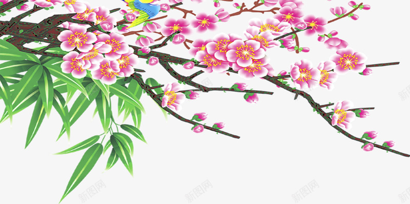 水墨画粉色花枝毛笔字png免抠素材_88icon https://88icon.com 毛笔字 水墨画 粉色 花枝