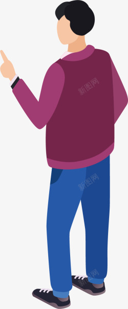 蓝色裤子紫色上衣的人矢量图高清图片