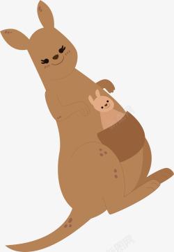 袋鼠妈妈和宝宝矢量图素材
