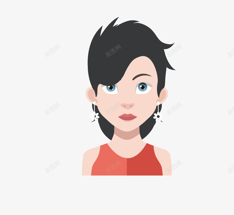 手绘带着耳环的女人头像png免抠素材_88icon https://88icon.com 卡通人物 卡通手绘 女人 女人头像 美女 装饰图