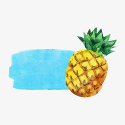 水彩菠萝菠萝凤梨夏日促销标签高清图片