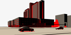 红色建筑大楼医院素材