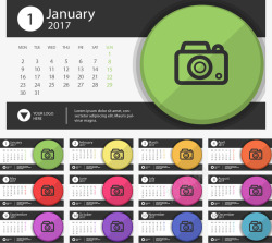 创意相机图案2017日历矢量图素材