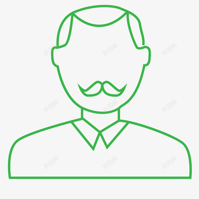 卡通人物头像png免抠素材_88icon https://88icon.com 头像轮廓 手绘图 简笔图 绿色线条 老人头像 胡子