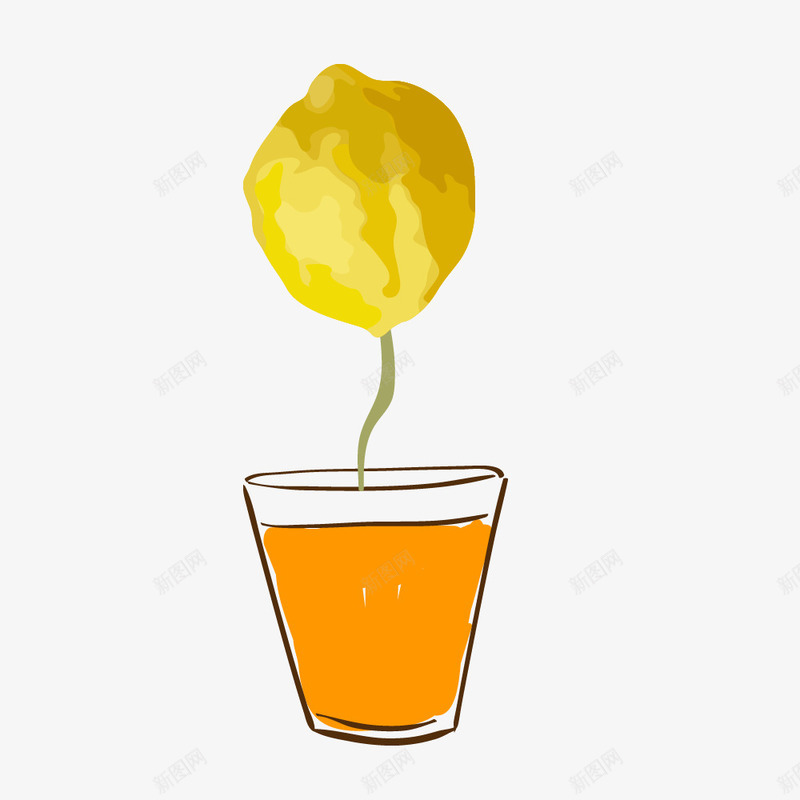 手绘柠檬汁png免抠素材_88icon https://88icon.com 手绘画 杯子 柠檬 矢量装饰 装饰
