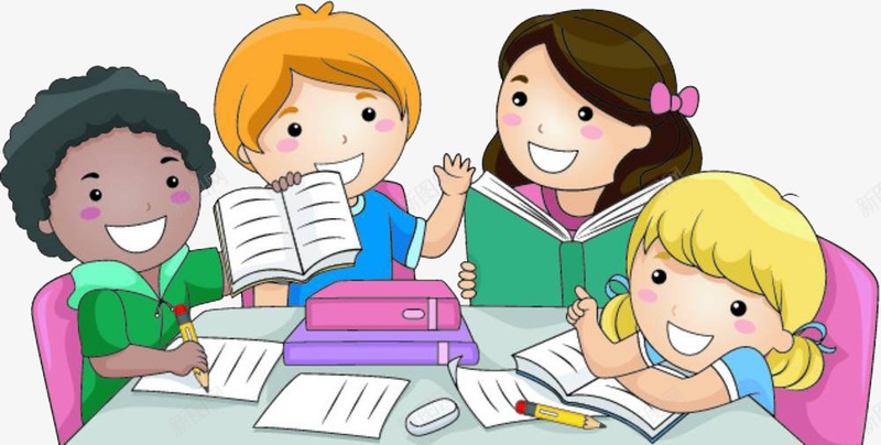 孩子们一起做作业png免抠素材_88icon https://88icon.com 一起 做作业 卡通 孩子们
