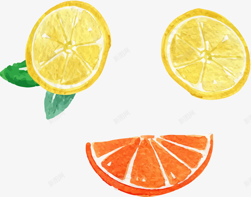 手绘柠檬切片png免抠素材_88icon https://88icon.com 手绘 柠檬片 橙子 水彩