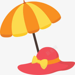 夏日防晒阳伞遮阳帽矢量图素材