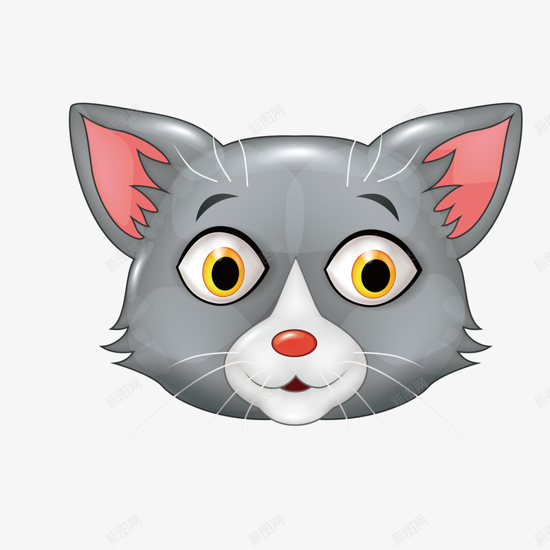 可爱的卡通猫咪头像png免抠素材_88icon https://88icon.com 动物 卡通 可爱的 头像 小猫咪 眼睛 胡须 金眼黑猫
