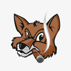 卡通抽雪茄的狐狸头像插画素材