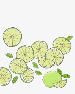 青柠檬创意手绘水果素材