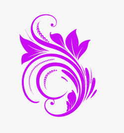 梦幻紫色花纹花枝装饰素材