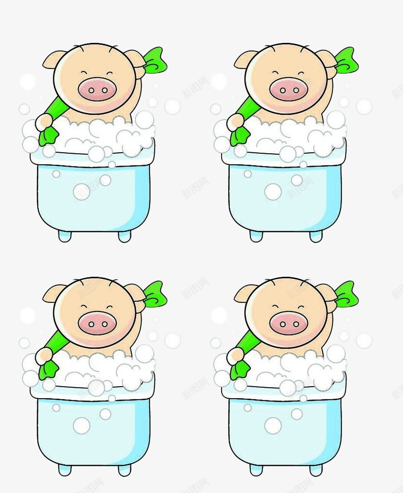 四个相同的小猪宝宝洗澡png免抠素材_88icon https://88icon.com 动物 卡通 卡通图片 大小相同 宝宝洗澡 小猪 猪猪