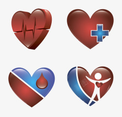四个医疗心脏素材
