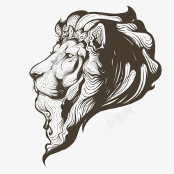 手绘狮子头像素材