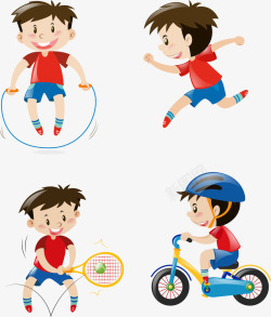 跳绳跑步手绘运动的孩子高清图片