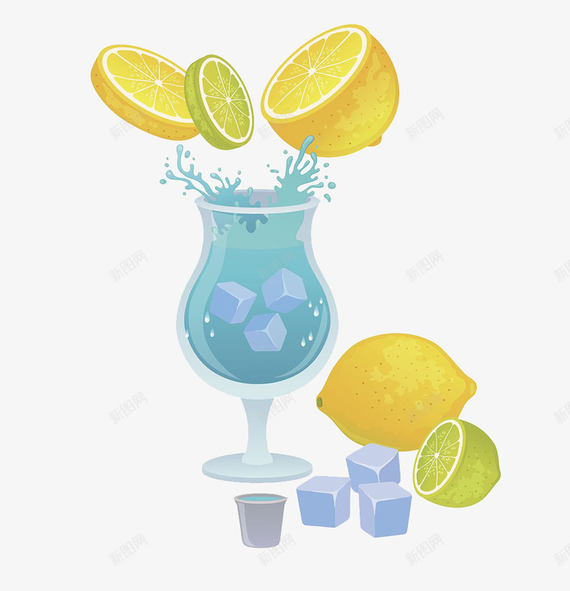 冰柠檬水插画png免抠素材_88icon https://88icon.com 一杯柠檬水 果汁 柠檬 柠檬片 饮料