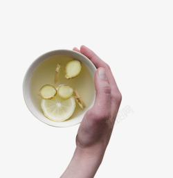 手握生姜柠檬茶素材