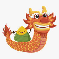 中国风划龙舟端午节可爱粽子划龙舟插画矢量图高清图片