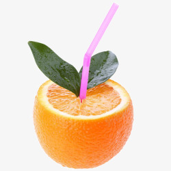 夏日水果橙子吸管素材