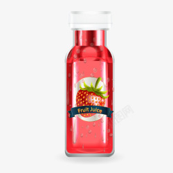 红色草莓汁瓶子素材