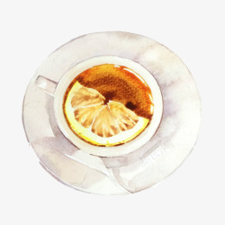 柠檬咖啡手绘画片素材