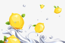 新鲜黄柠檬和水插画素材