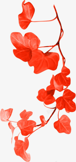 红色花朵花枝树枝素材