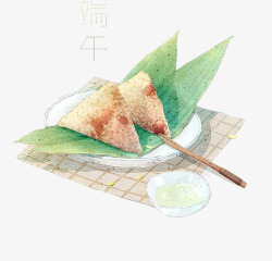 大枣粽子彩色水墨粽子美食缘故高清图片