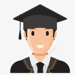 黑色戴学士帽的毕业生头像矢量图素材