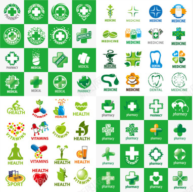 护士医院彩带绿色医院EPS图标图标