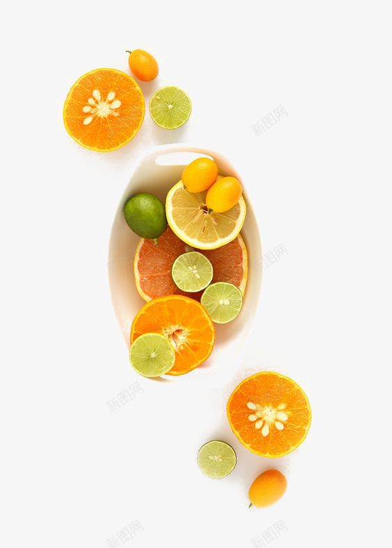 清新水果png免抠素材_88icon https://88icon.com 创意水果 文艺 果盘 柠檬 柿子 橙子瓣 清新 甜橙