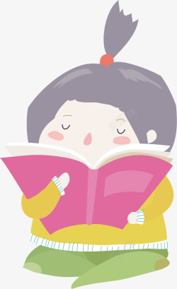 看书的女孩矢量图素材